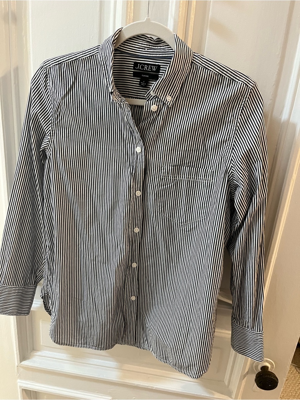 J.Crew Navy and White Striped Button-Down Shirt